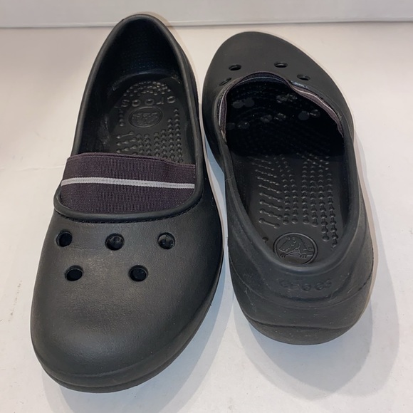 Women’s Crocs Juneau Flats Loafers Black 6 Slip On Shoes Elastic Band - Picture 9 of 15